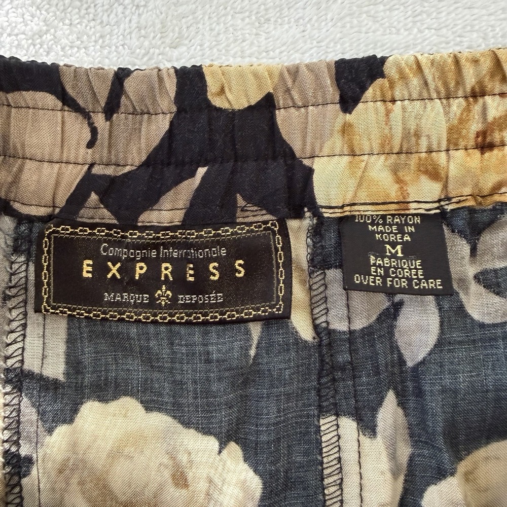 Vintage 90s Express Maxi Skirt Womens Medium Dark Floral *READ* Rayon Cottage - Picture 2 of 8